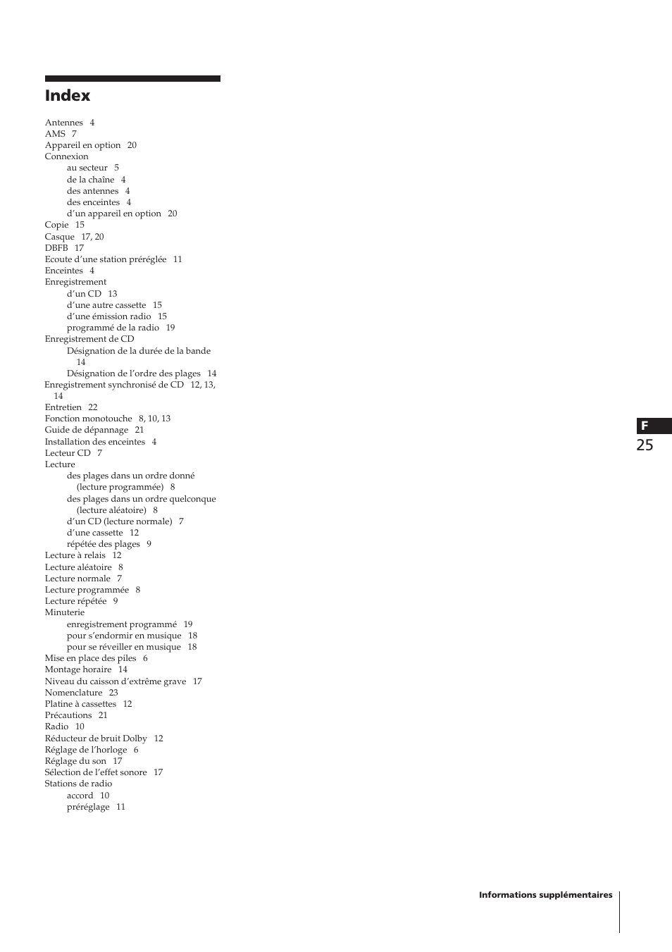 Index | Sony CHC-P33D User Manual | Page 16 / 33