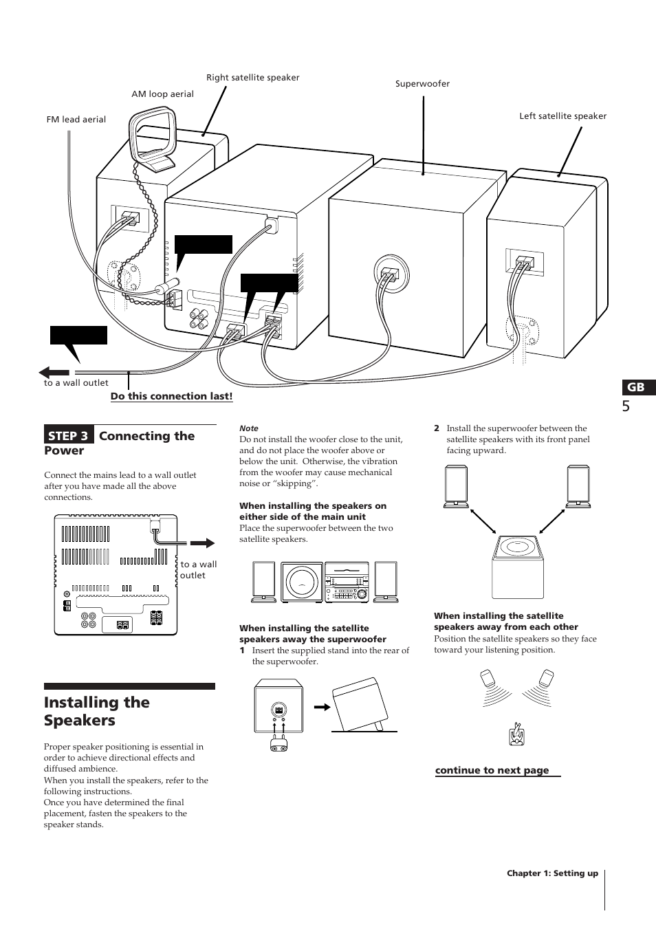 Installing the speakers, Step 1 step 3 step 2 | Sony CHC-P33D User Manual | Page 3 / 33