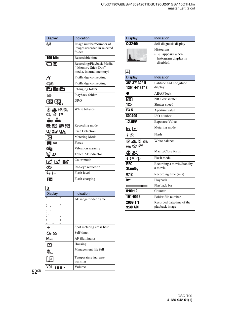 Sony DSC-T90 User Manual | Page 52 / 116