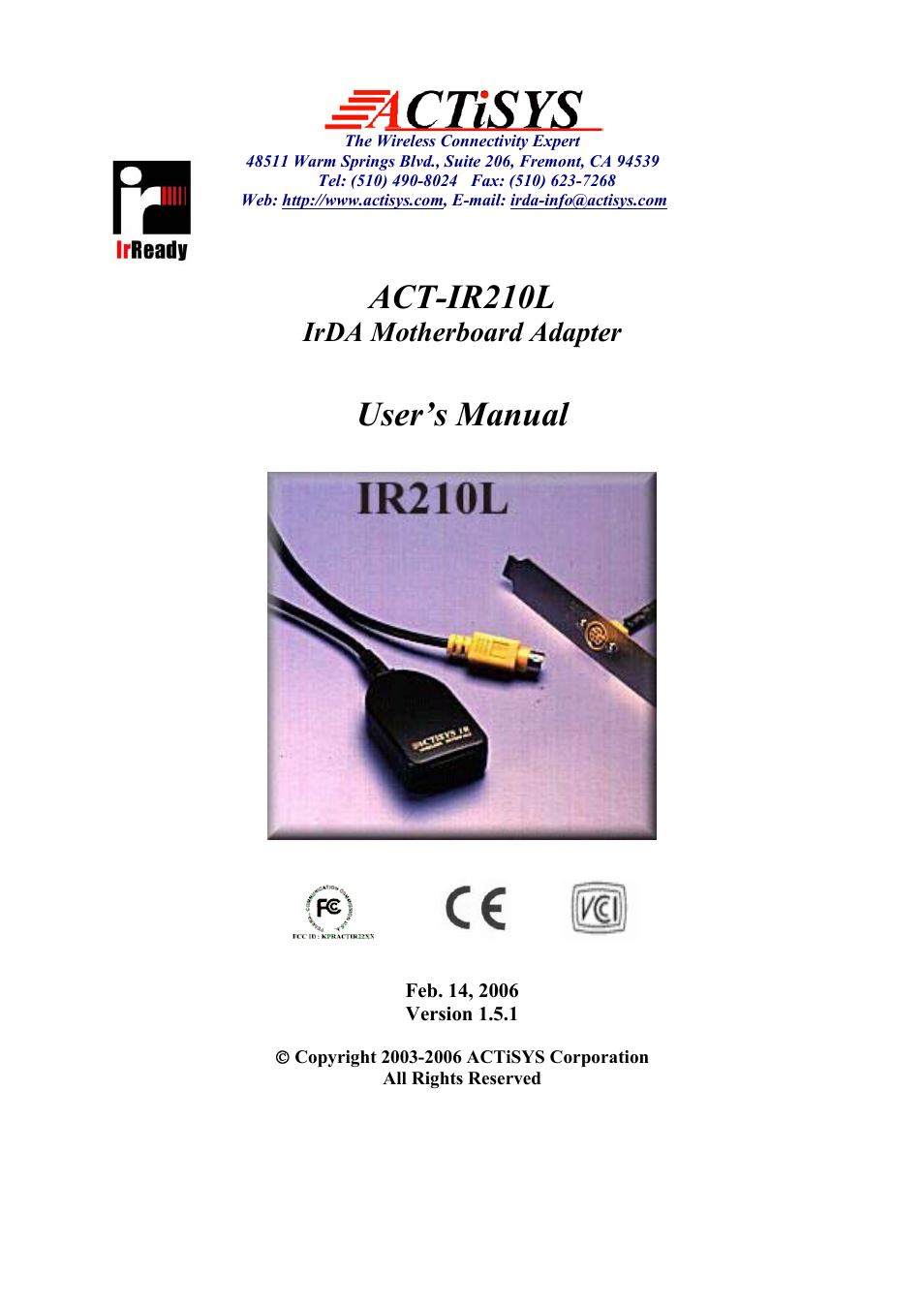 ACTiSYS ACT-IR210L User Manual | 14 pages