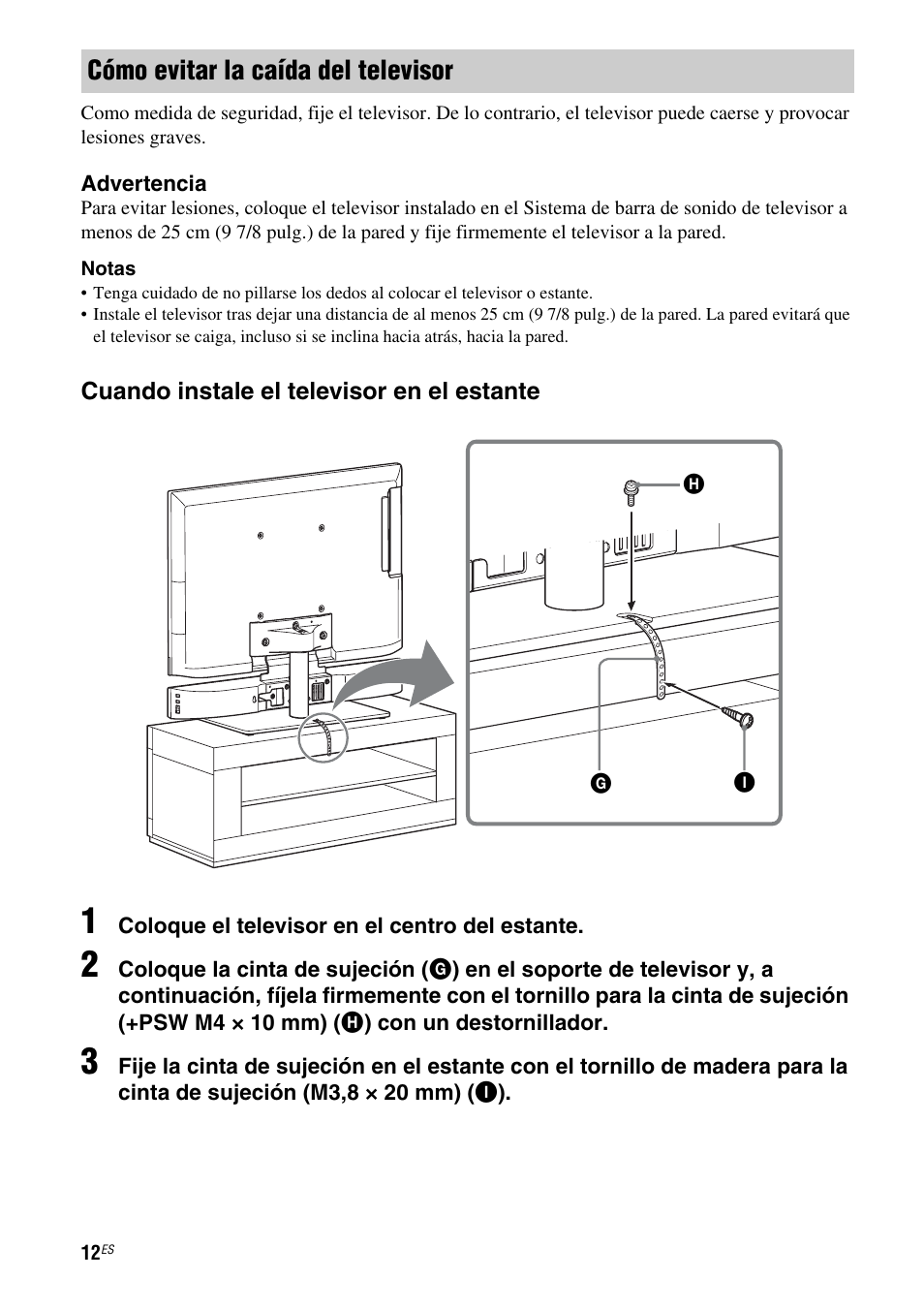Cómo evitar la caída del televisor | Sony WS-32SE1B User Manual | Page 40 / 44