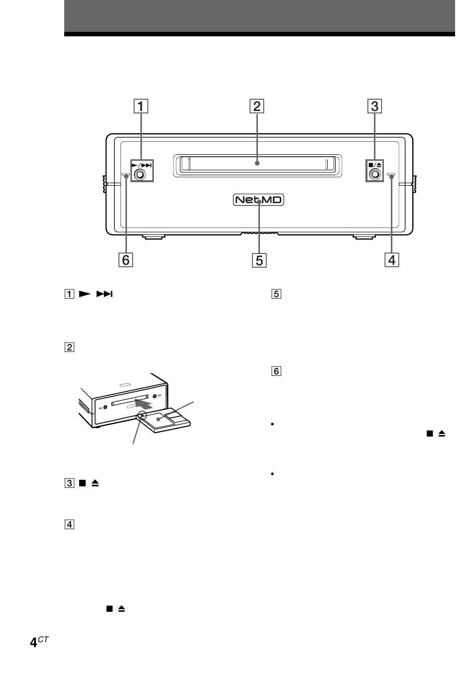 部件的位置和功能, 前面板部件說明 | Sony MDS-NT1 User Manual | Page 40 / 48