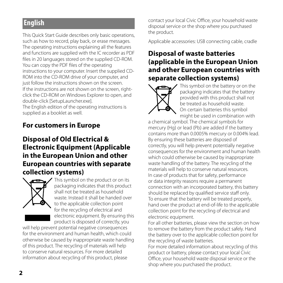 English | Sony ICD-SX700 User Manual | Page 2 / 56