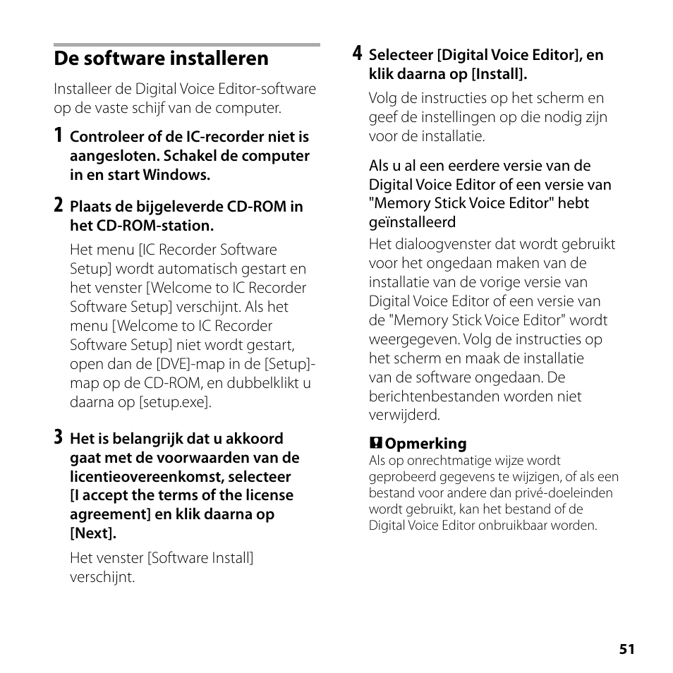 De software installeren | Sony ICD-SX700 User Manual | Page 51 / 56