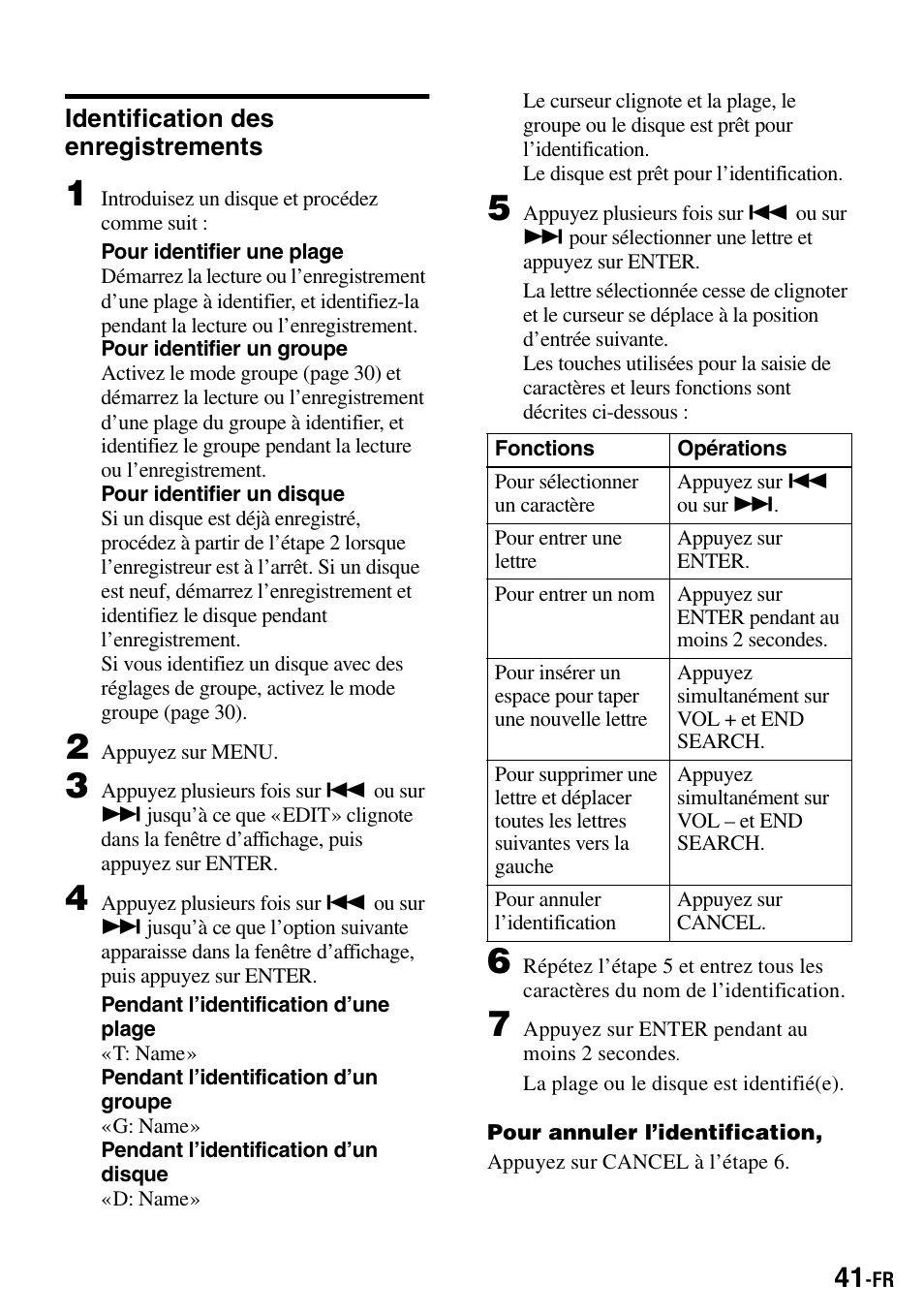Identification des enregistrements | Sony MZ-S1 User Manual | Page 109 / 208