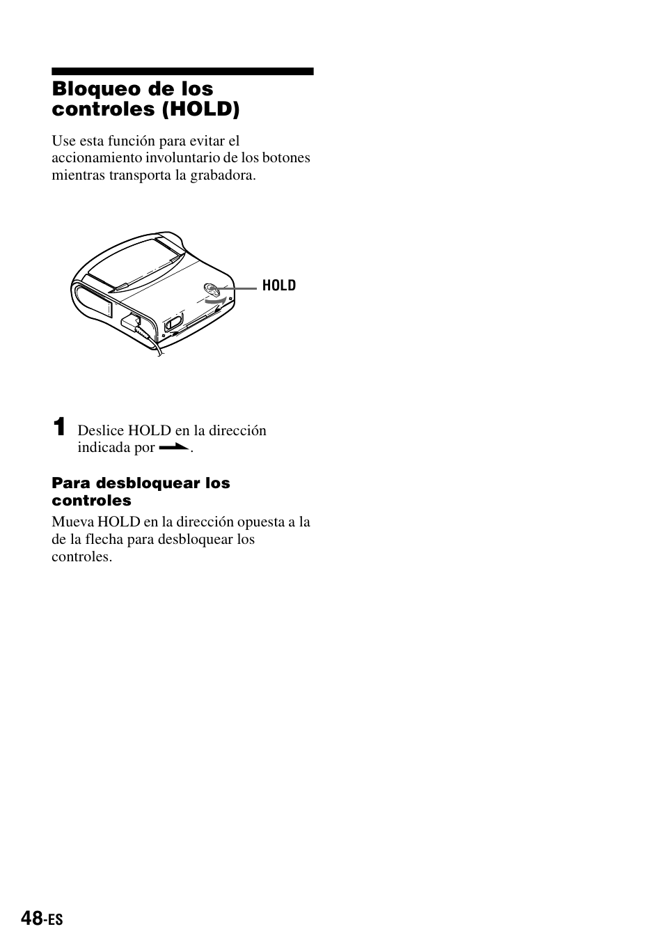 Bloqueo de los controles (hold) | Sony MZ-S1 User Manual | Page 188 / 208