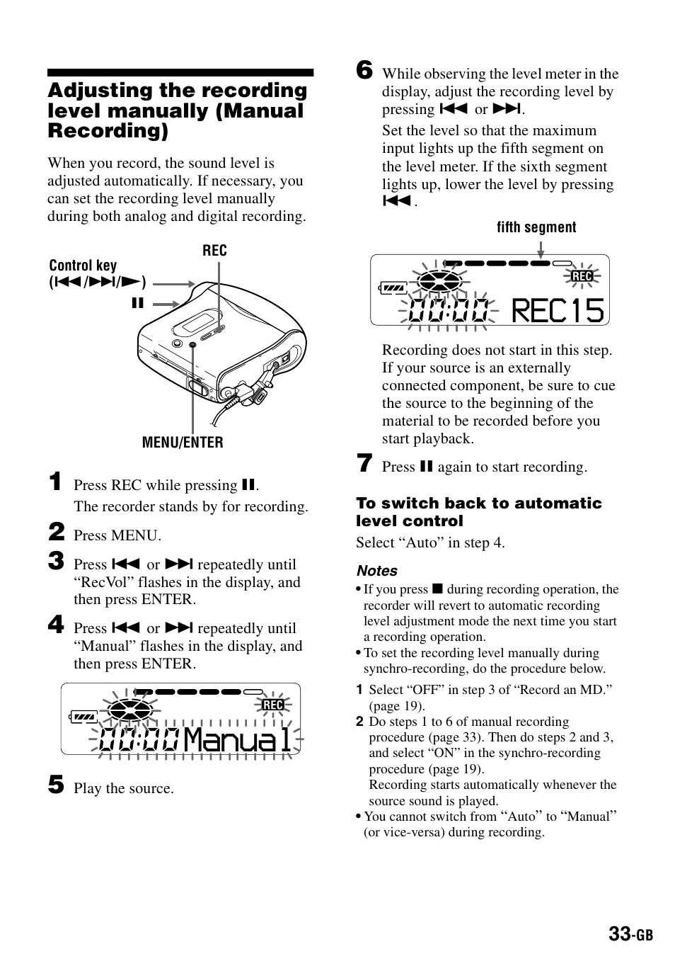 Manual, Rec15 | Sony MZ-S1 User Manual | Page 33 / 208