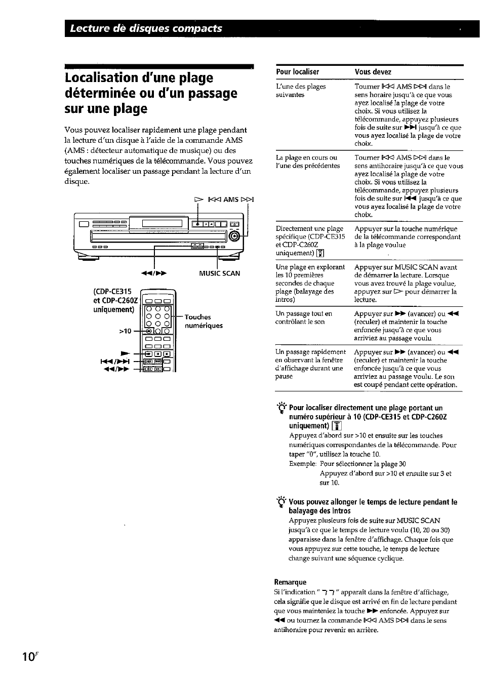 Lecture dé disques compacts | Sony CDP-CE315 User Manual | Page 28 / 92