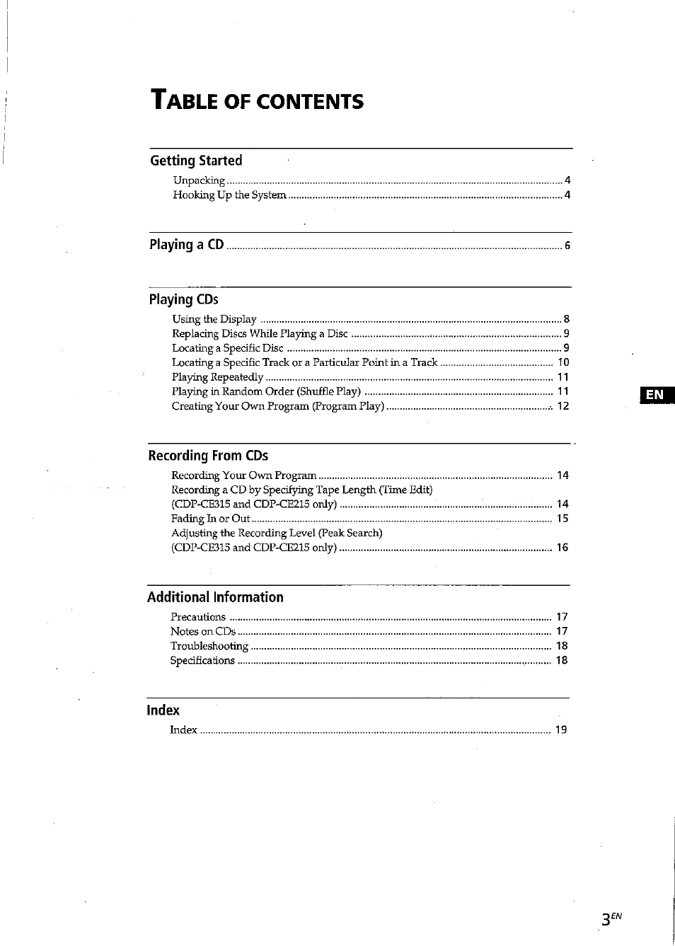 Sony CDP-CE315 User Manual | Page 3 / 92