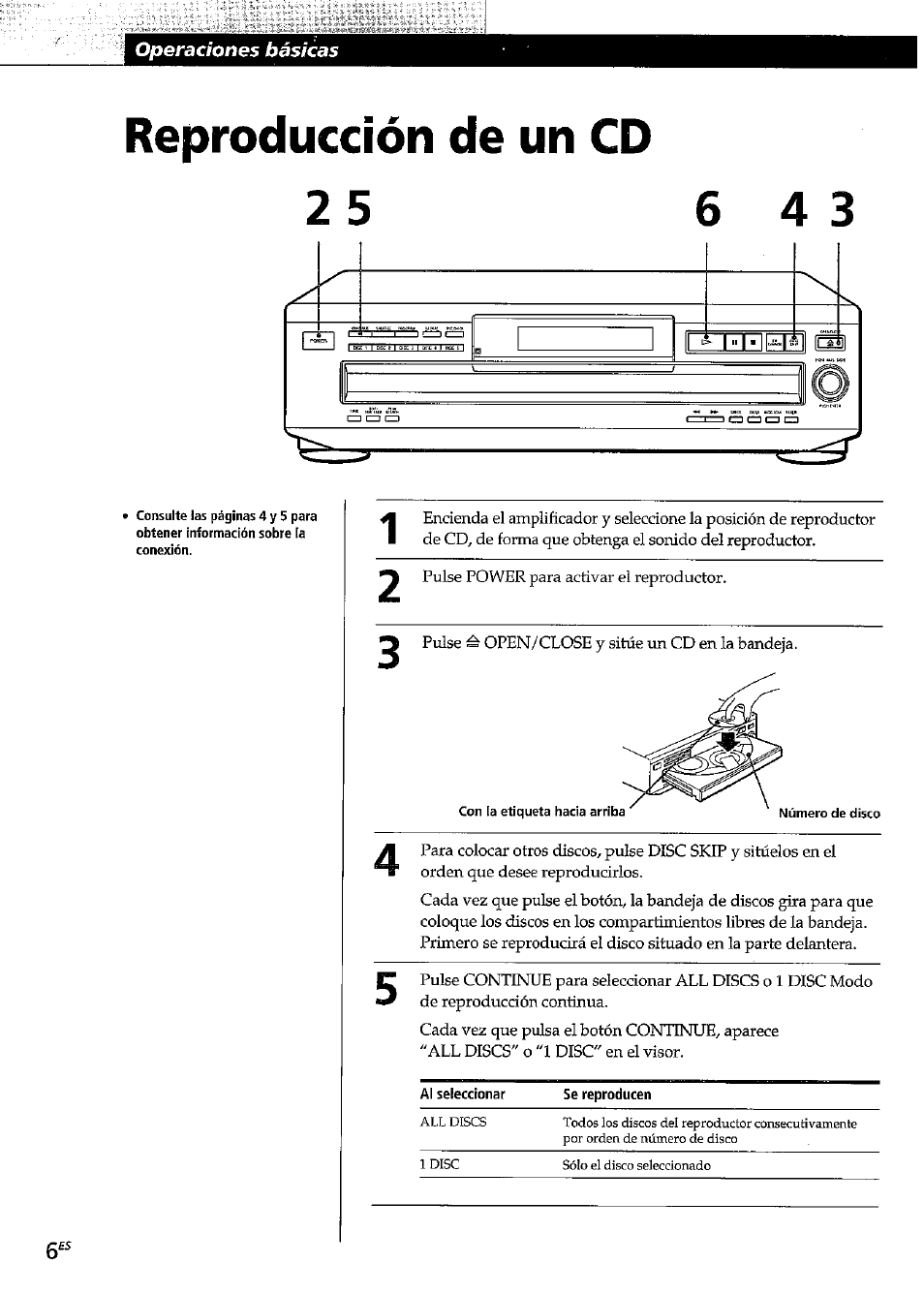 Reproducción de un cd, Reproducción de un cd 2 5 6 | Sony CDP-CE315 User Manual | Page 42 / 92