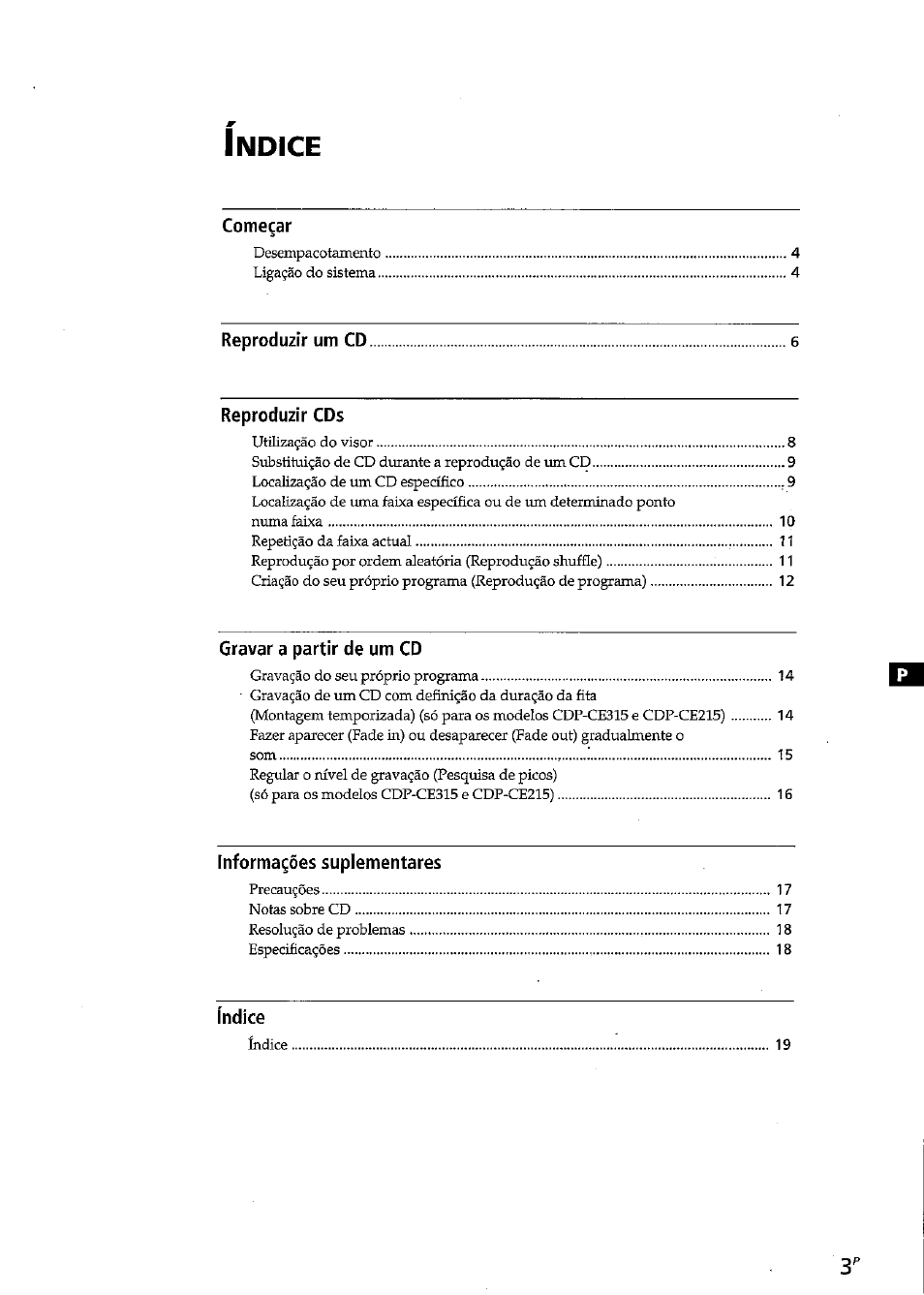 Indice | Sony CDP-CE315 User Manual | Page 57 / 92