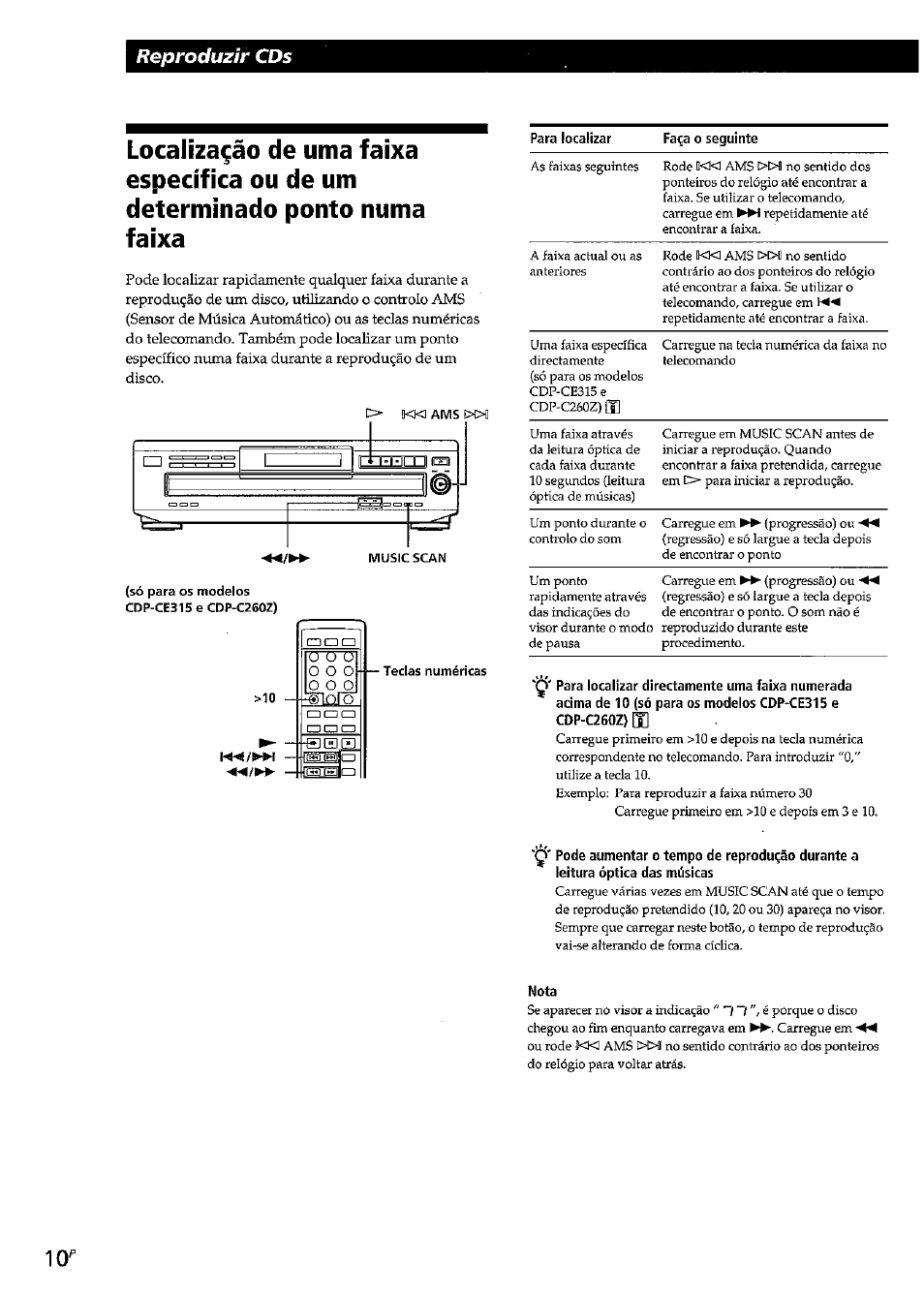 Nota, Produzir cds | Sony CDP-CE315 User Manual | Page 64 / 92