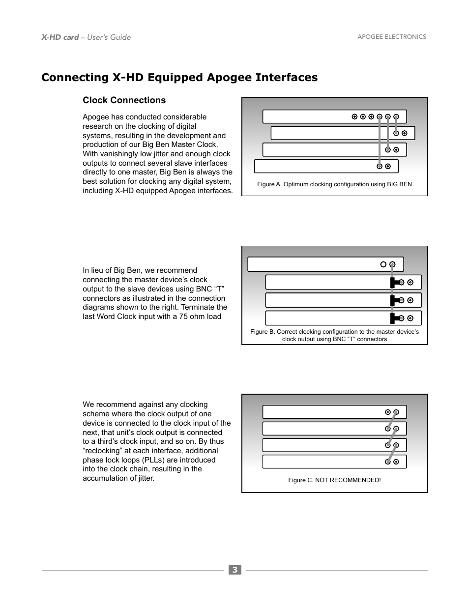 Connecting x-hd equipped apogee interfaces, Clock connections | Apogee Digital X-HD User Manual | Page 13 / 28