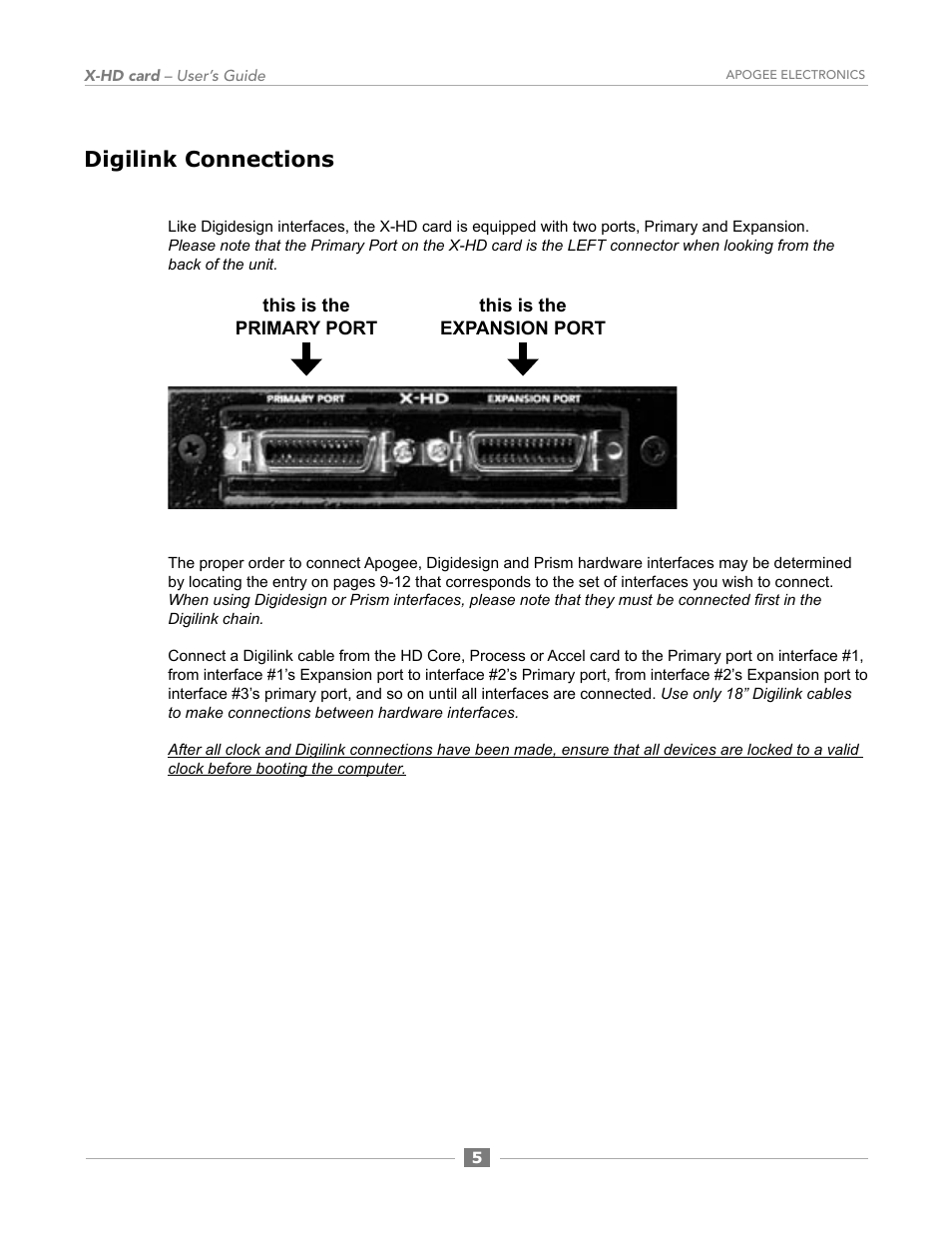 Digilink connections | Apogee Digital X-HD User Manual | Page 15 / 28