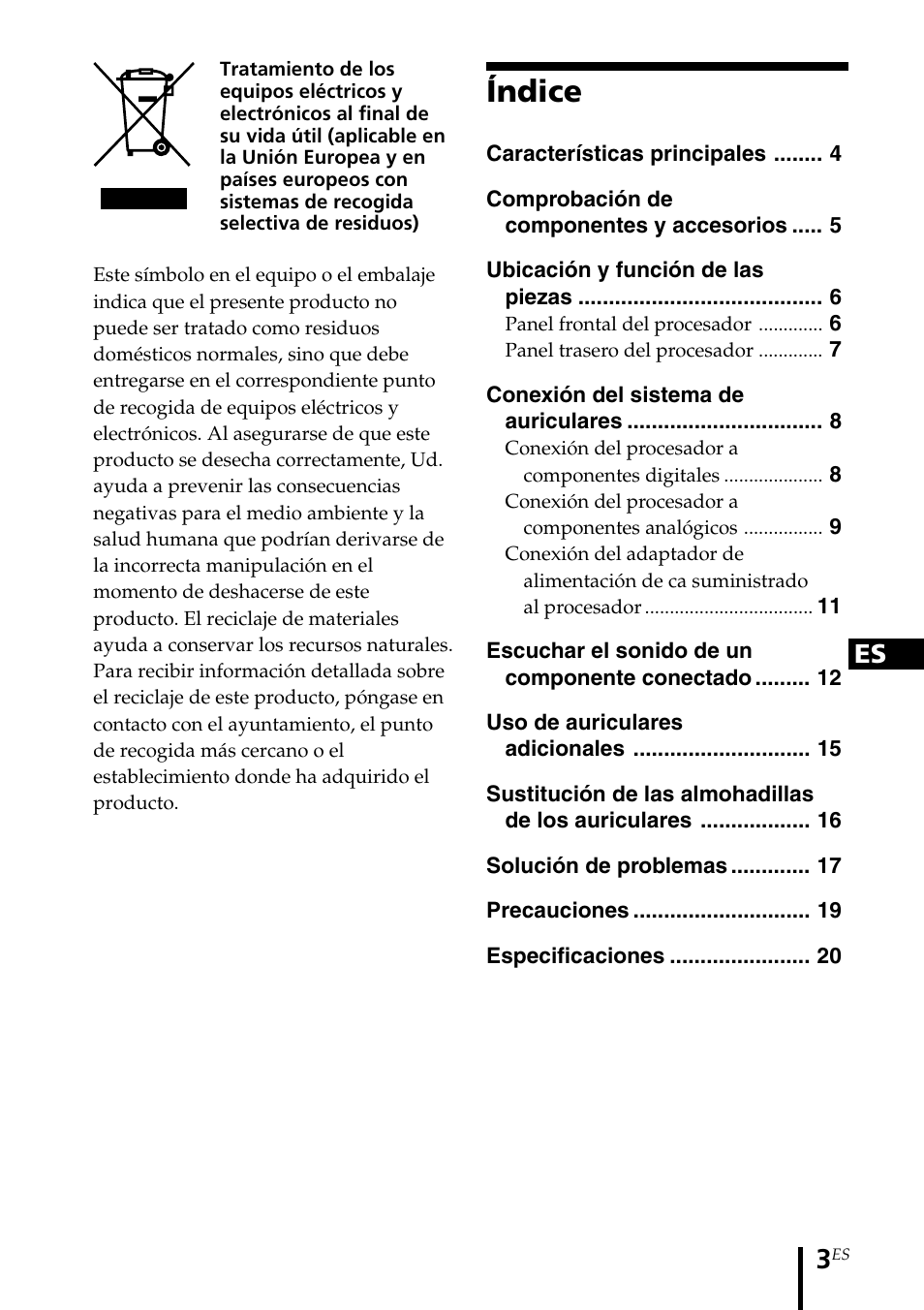 Índice | Sony MDR-DS1000 User Manual | Page 43 / 84