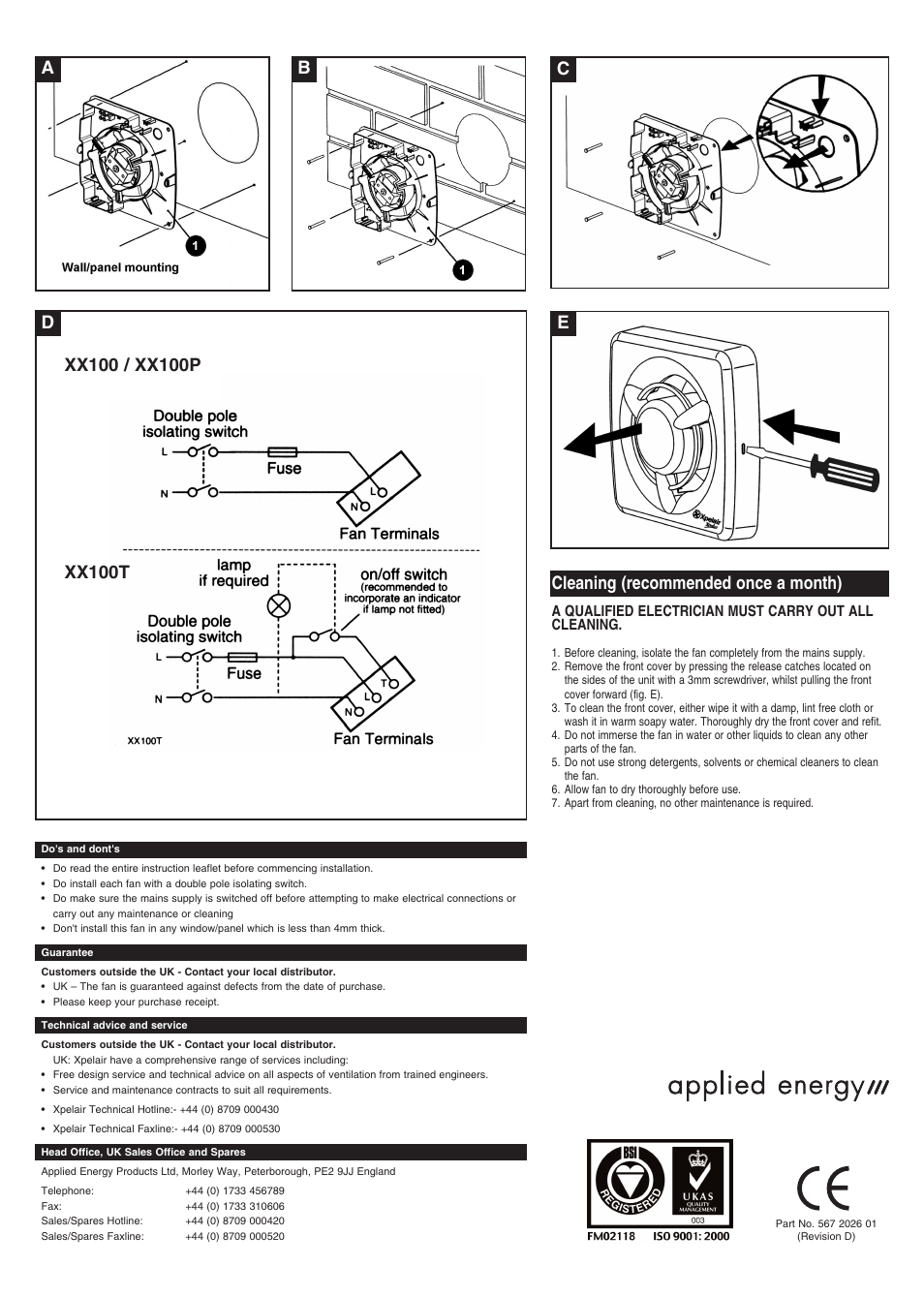 Applied Energy Products XX100T User Manual | 2 pages