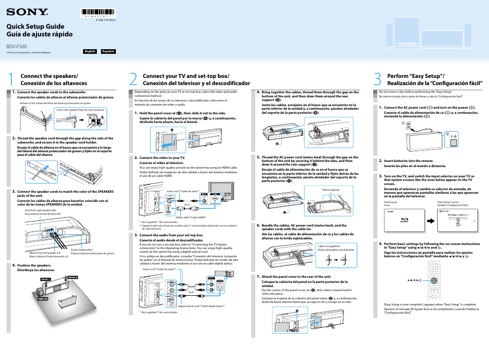 Sony BDV-F500 User Manual | 1 page