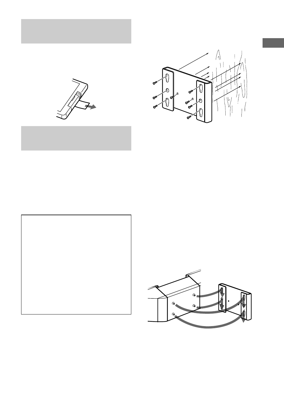 Préparation de la télécommande, Utilisation d’un étrier de montage mural | Sony CMT-L1 User Manual | Page 37 / 84