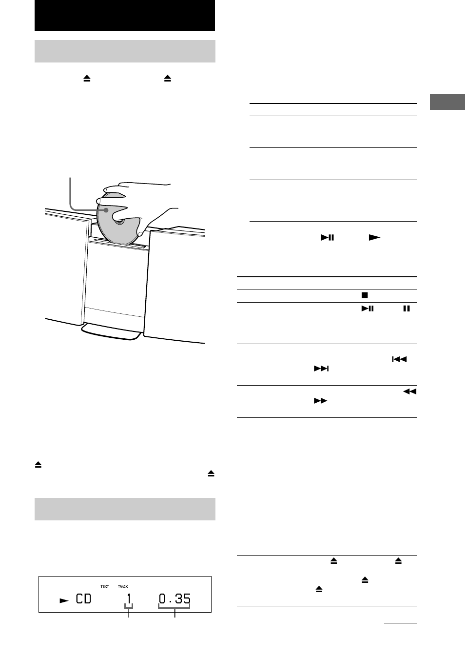 Chargement d’un cd, Lecture d’un cd | Sony CMT-L1 User Manual | Page 39 / 84