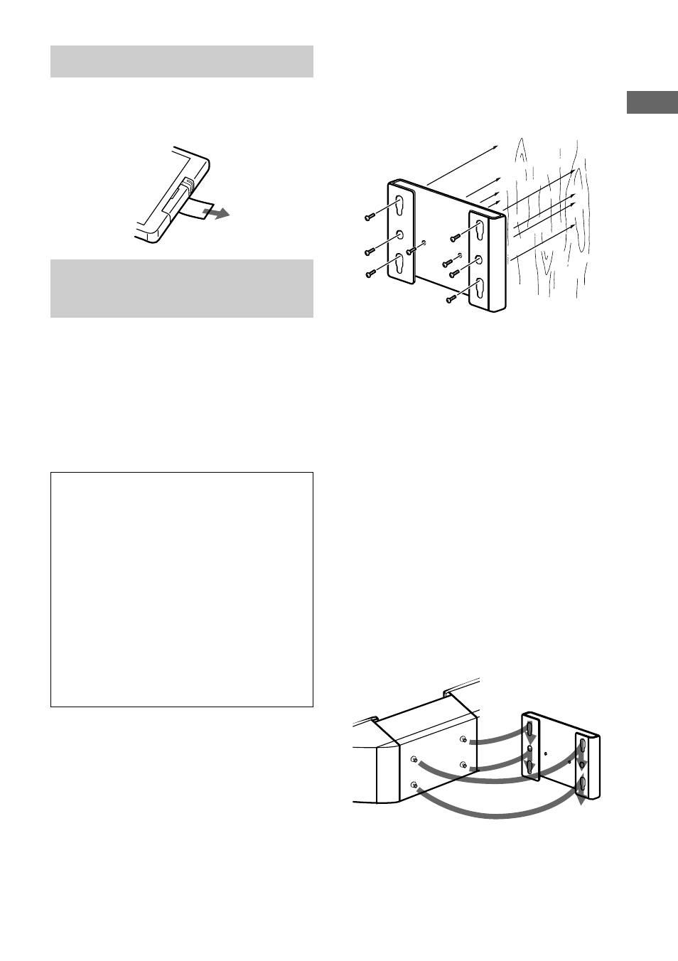 Preparing the remote, Using the wall hanging bracket | Sony CMT-L1 User Manual | Page 9 / 84