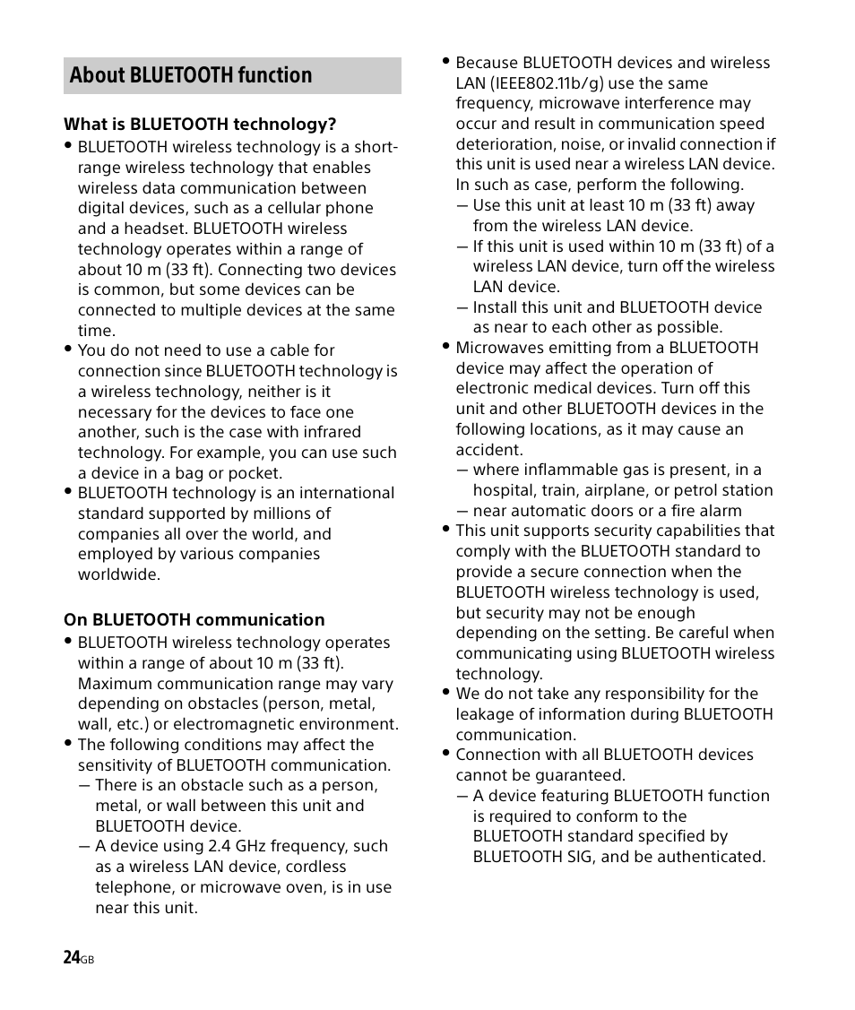 About bluetooth function | Sony DSX-M50BT User Manual | Page 24 / 108