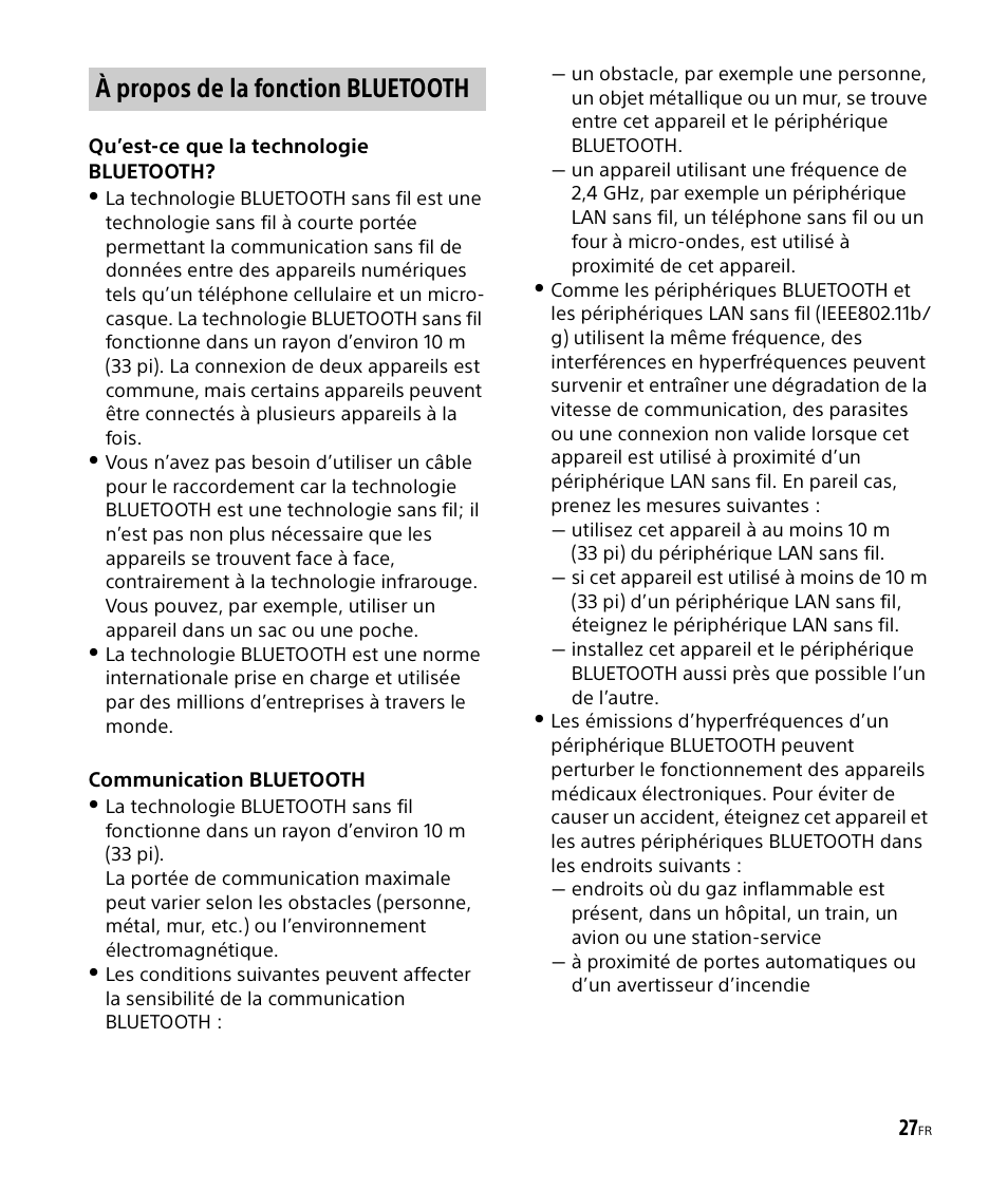 À propos de la fonction bluetooth | Sony DSX-M50BT User Manual | Page 59 / 108