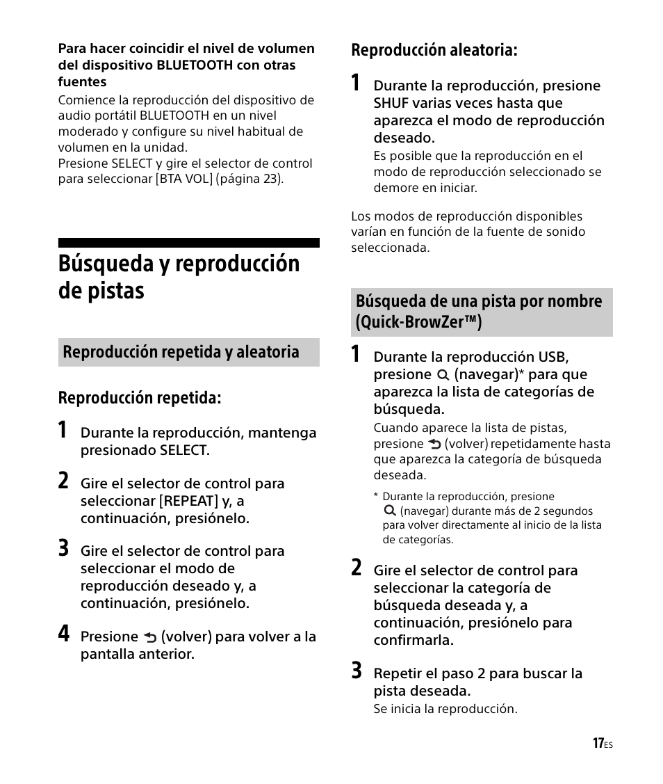 Búsqueda y reproducción de pistas | Sony DSX-M50BT User Manual | Page 85 / 108