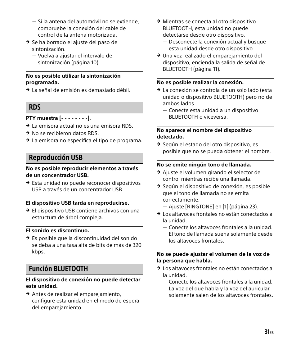Reproducción usb, Función bluetooth | Sony DSX-M50BT User Manual | Page 99 / 108