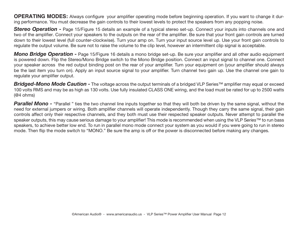 American Audio VLP1500 User Manual | Page 12 / 18