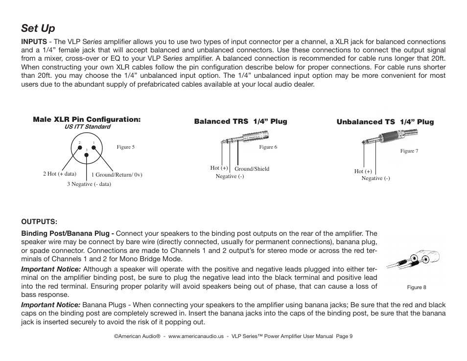 Set up | American Audio VLP1500 User Manual | Page 9 / 18