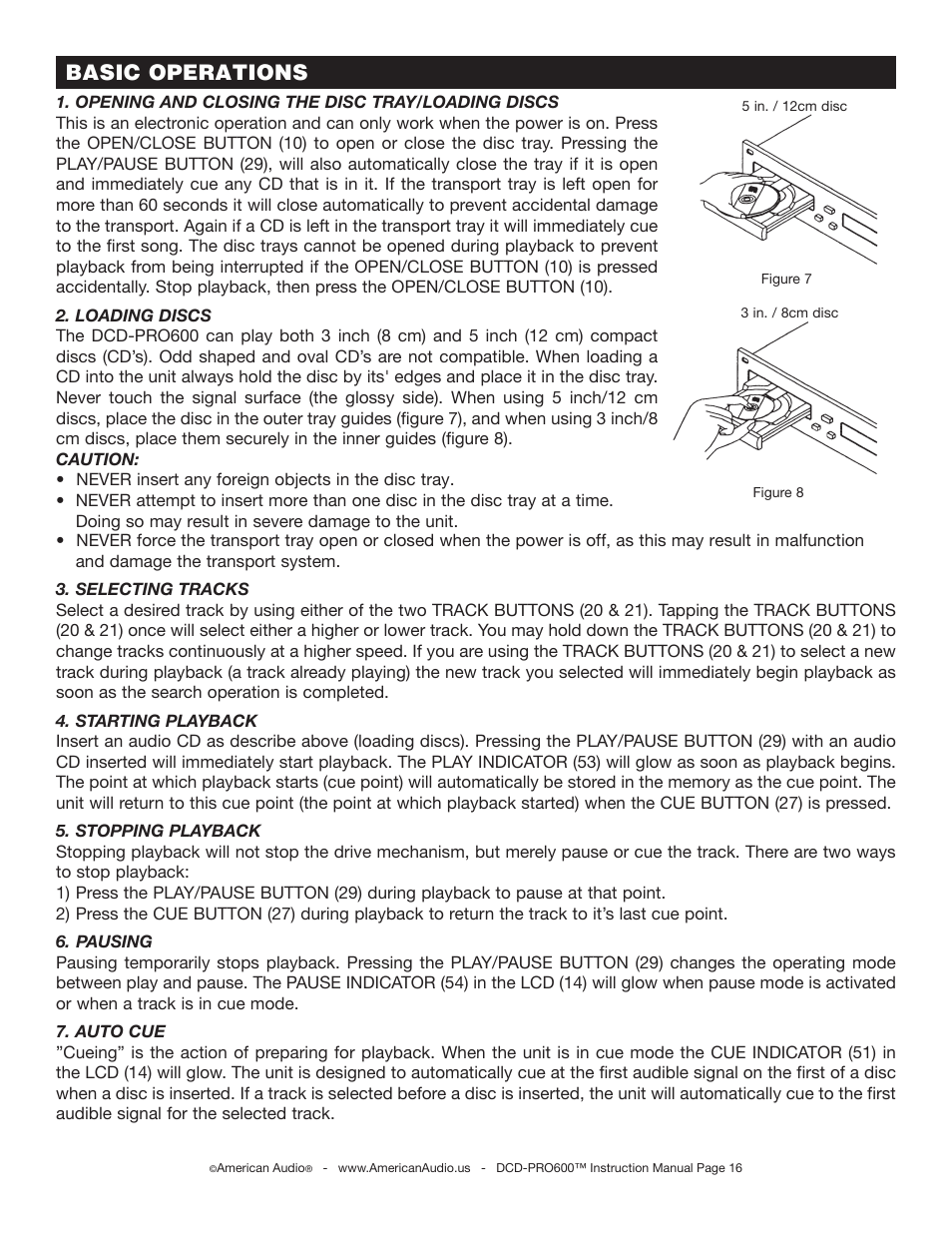 Basic operations | American Audio DCD-PRO600 User Manual | Page 16 / 32