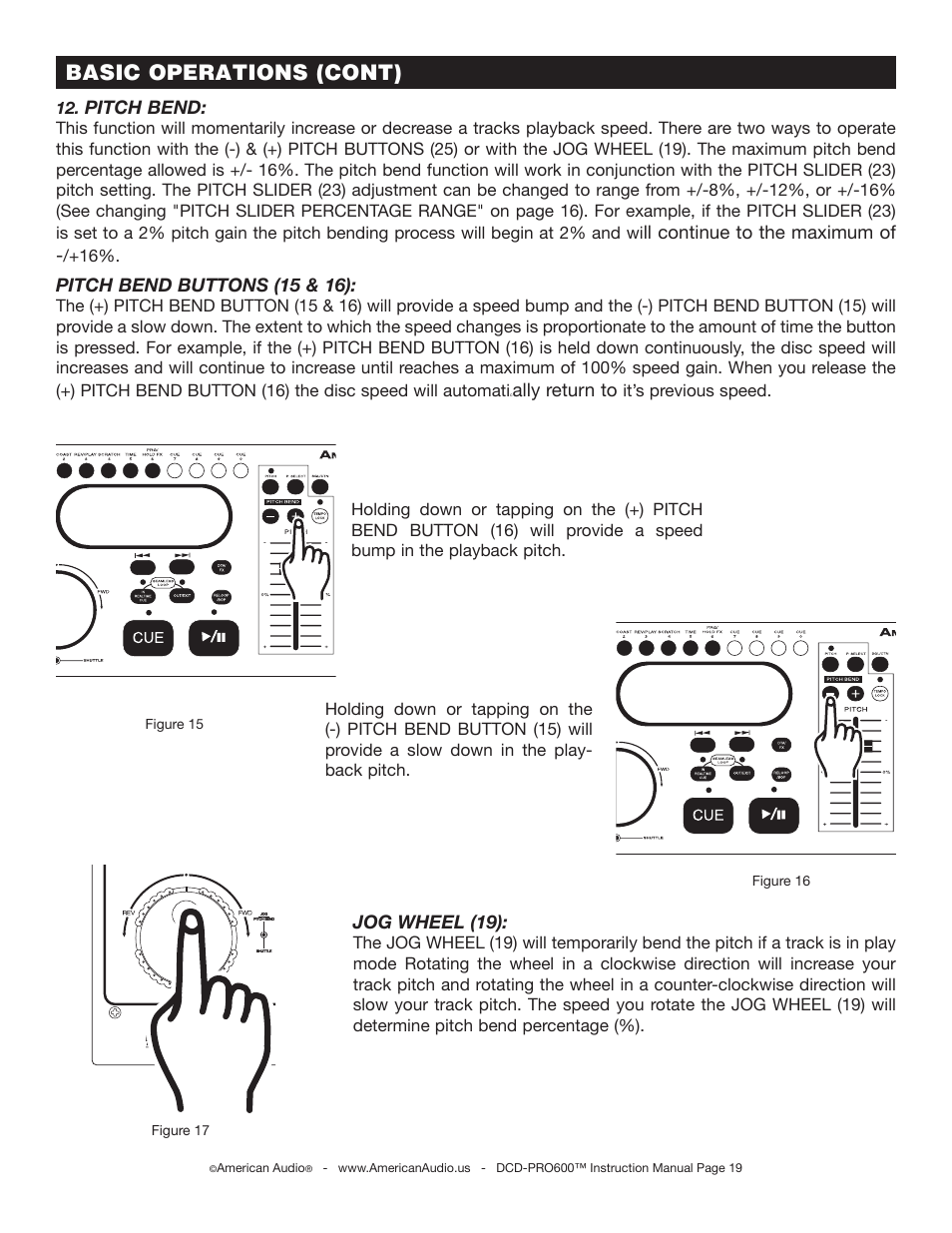 Basic operations (cont) | American Audio DCD-PRO600 User Manual | Page 19 / 32