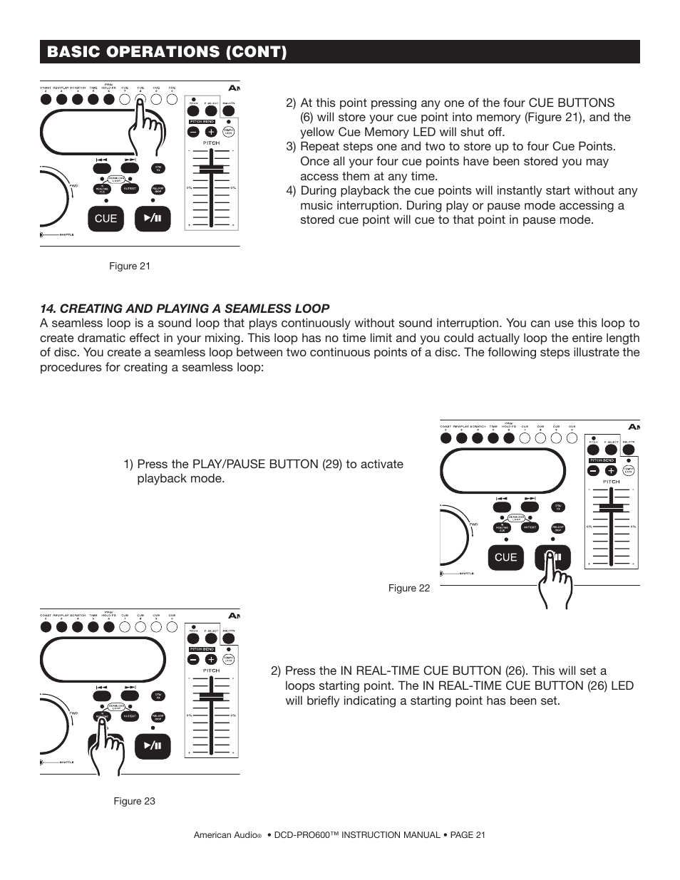 Basic operations (cont) | American Audio DCD-PRO600 User Manual | Page 21 / 32