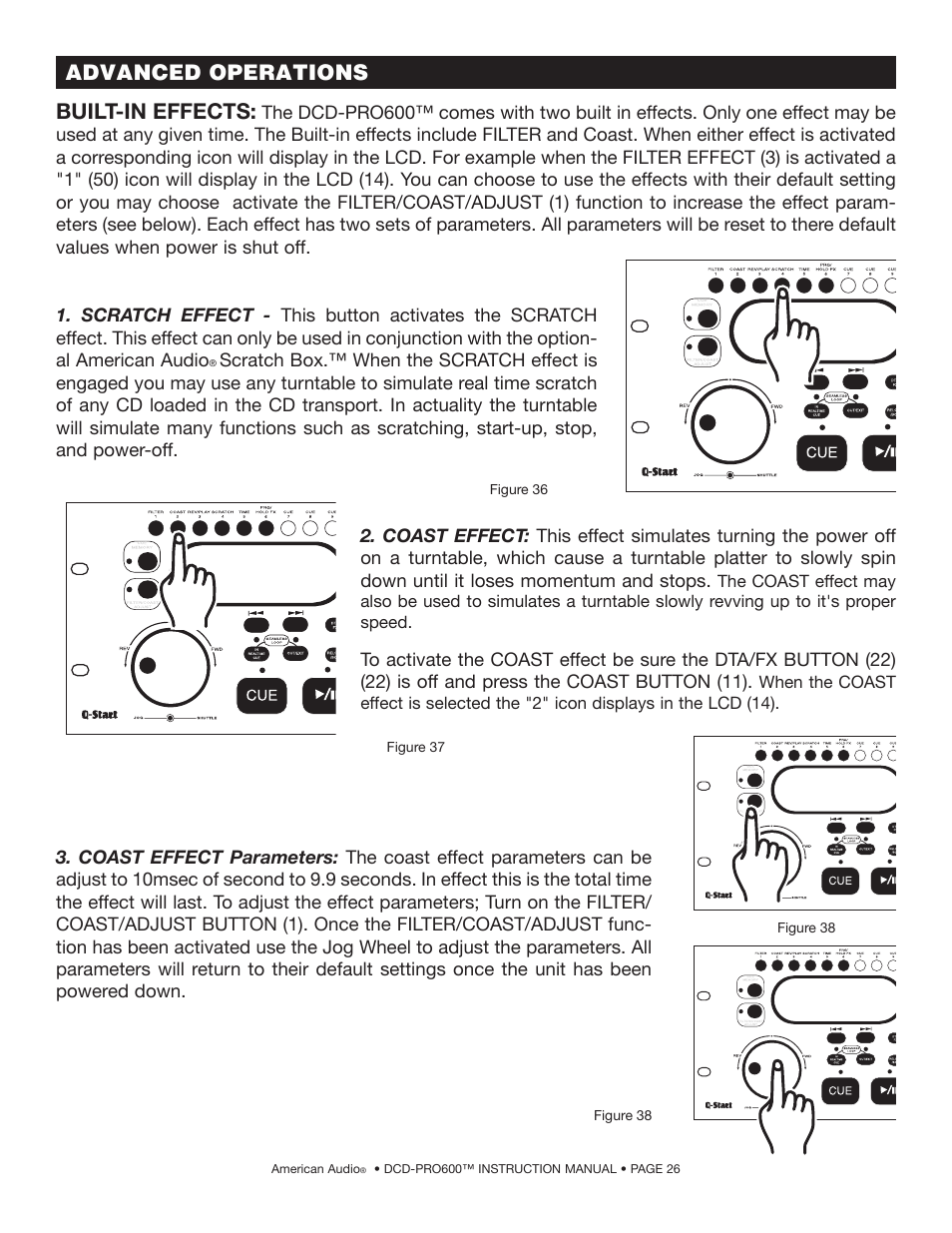 Built-in effects, Advanced operations | American Audio DCD-PRO600 User Manual | Page 26 / 32