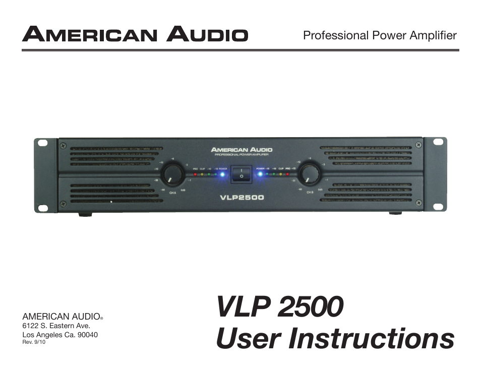 American Audio VLP 2500 User Manual | 16 pages