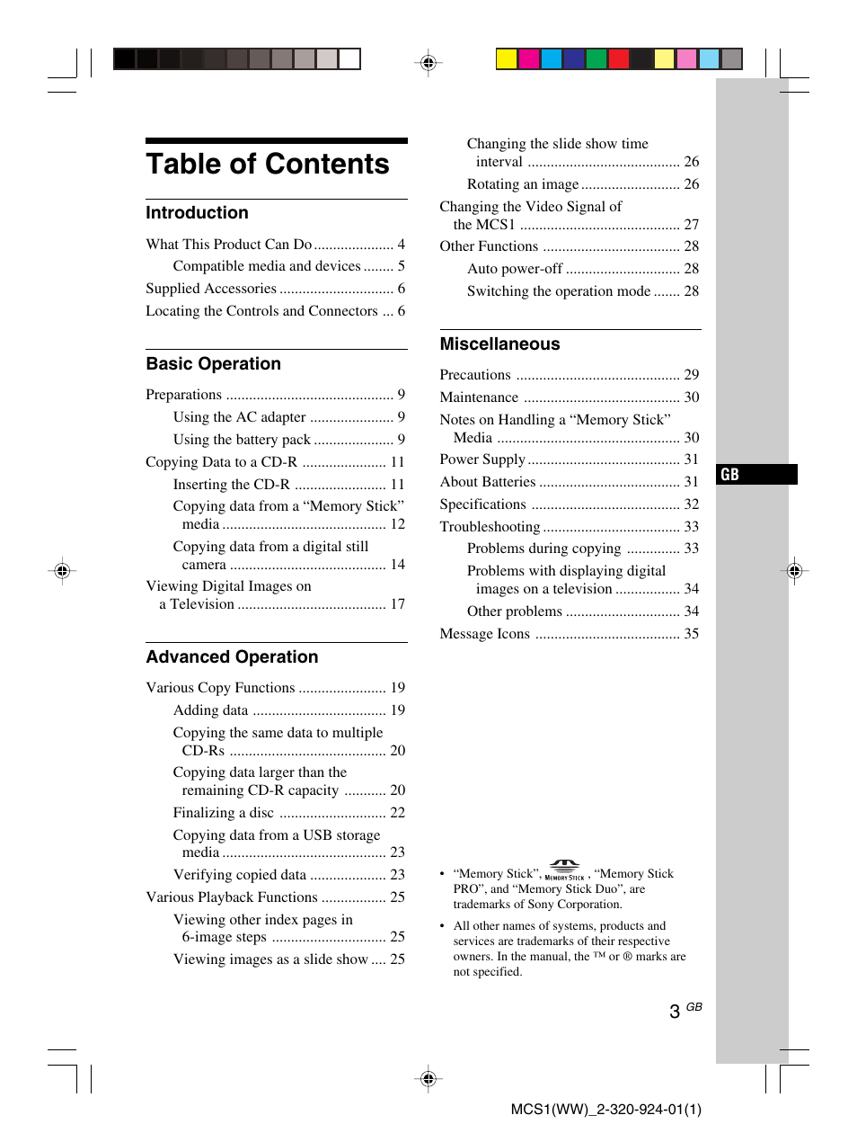 Sony MCS1 User Manual | Page 3 / 108