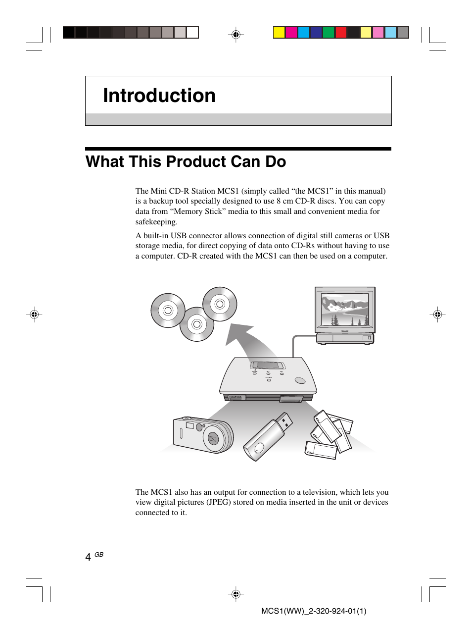 Introduction, What this product can do | Sony MCS1 User Manual | Page 4 / 108