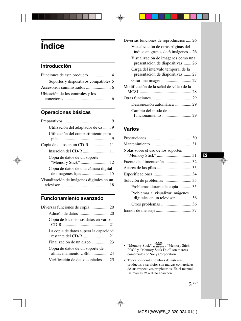 Índice | Sony MCS1 User Manual | Page 73 / 108