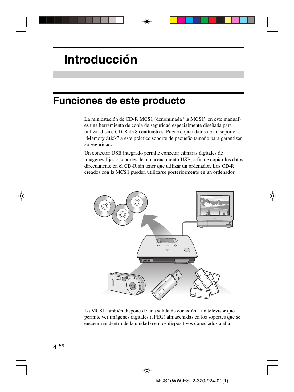 Introducción, Funciones de este producto | Sony MCS1 User Manual | Page 74 / 108