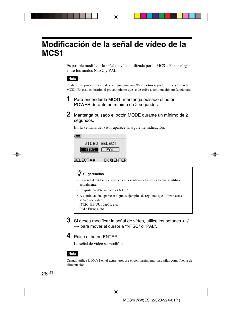 Modificación de la señal de vídeo de la mcs1 | Sony MCS1 User Manual | Page 98 / 108