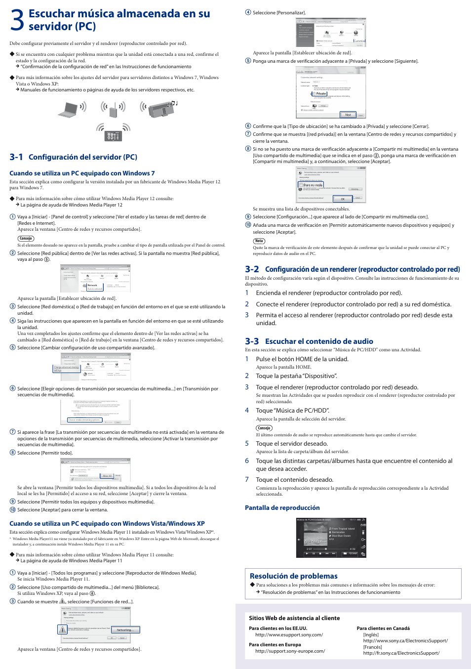 Escuchar música almacenada en su servidor (pc) | Sony RMN-U1 User Manual | Page 2 / 2