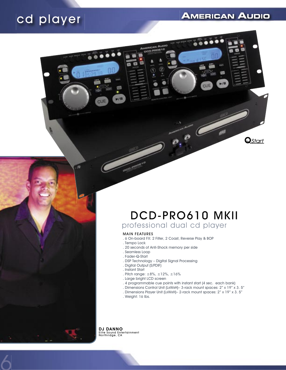Cd player, Dcd-pro610 mkii, Professional dual cd player | American Audio PROFESSIONAL DUAL MP3/CD PLAYER MCD-810 User Manual | Page 6 / 28