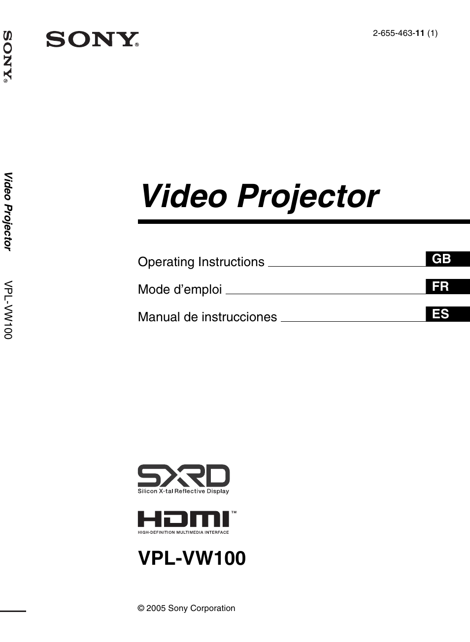 Sony VPL-VW100 User Manual | 259 pages