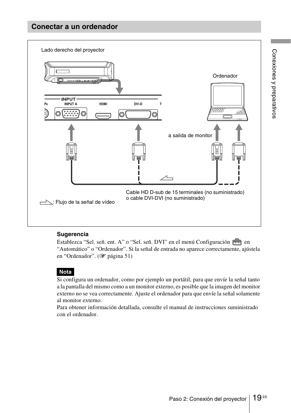 Conectar a un ordenador | Sony VPL-VW100 User Manual | Page 191 / 259