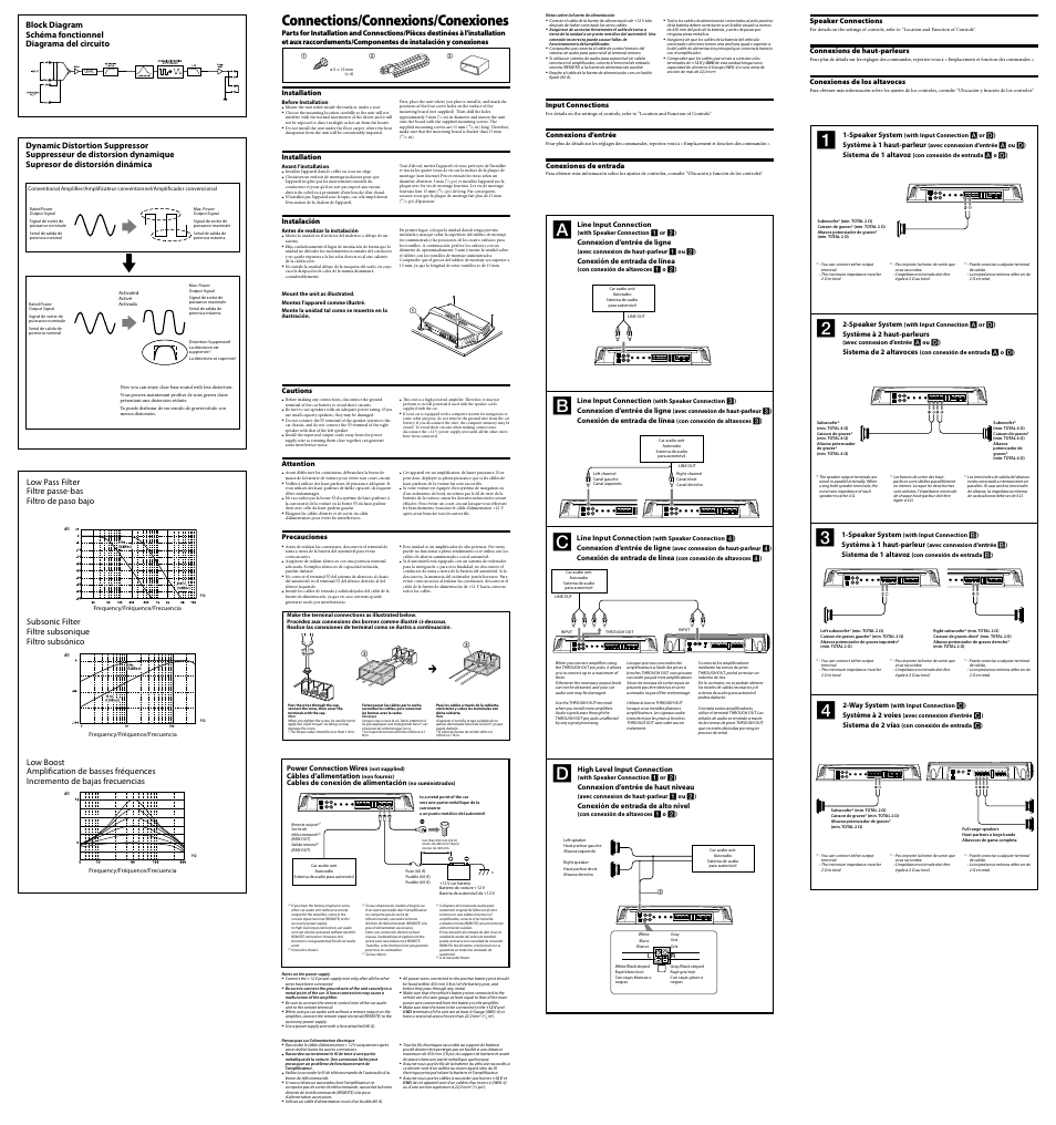 Connections/connexions/conexiones | Sony XM-ZZR3301 User Manual | Page 2 / 2