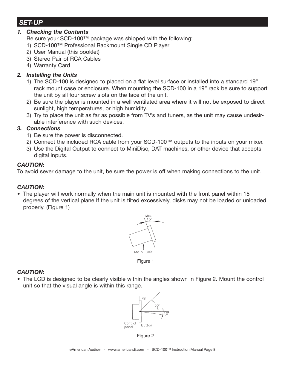 Set-up | American Audio SCD-100 User Manual | Page 8 / 24