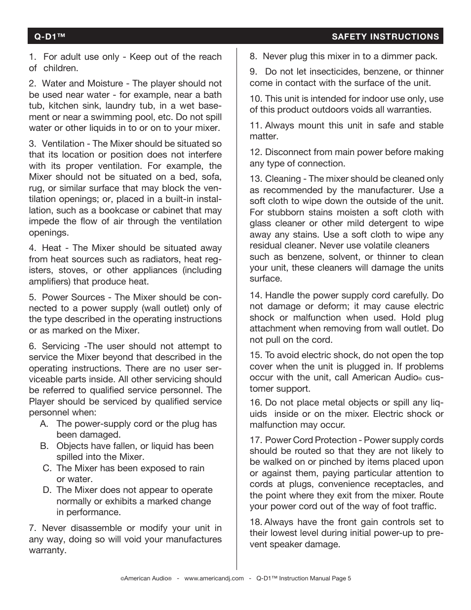 American Audio Q-D1 User Manual | Page 5 / 17
