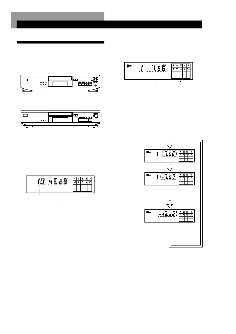 Using the display, Playing cds, Display information while playing a disc | Checking the remaining time | Sony CDP-XE200 User Manual | Page 7 / 46