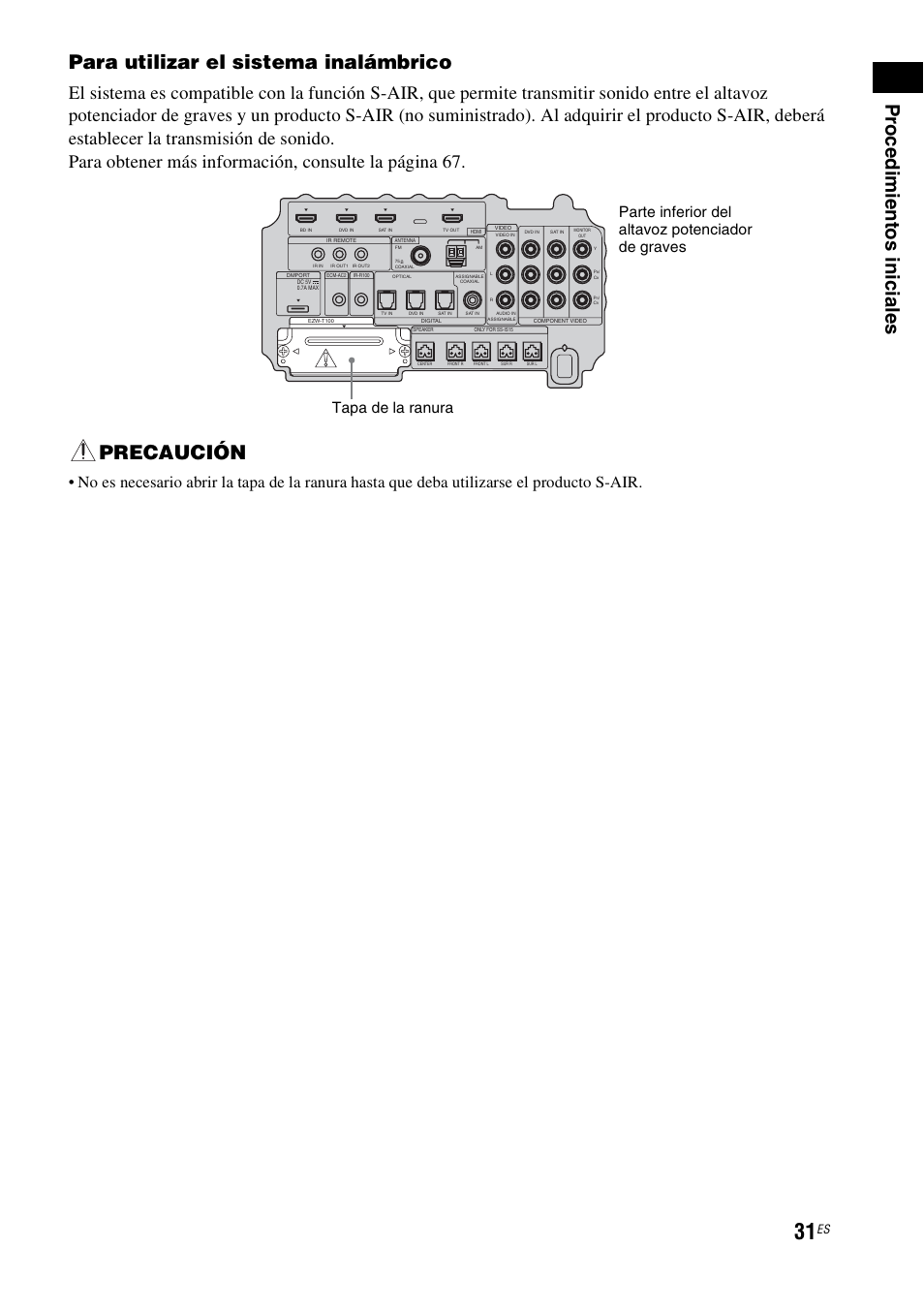 Precaución | Sony HT-IS100 User Manual | Page 117 / 172