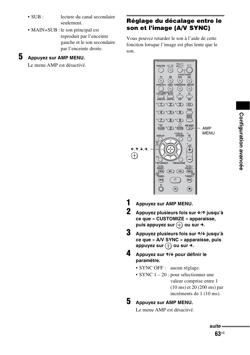 Le menu amp est désactivé | Sony HT-IS100 User Manual | Page 63 / 172